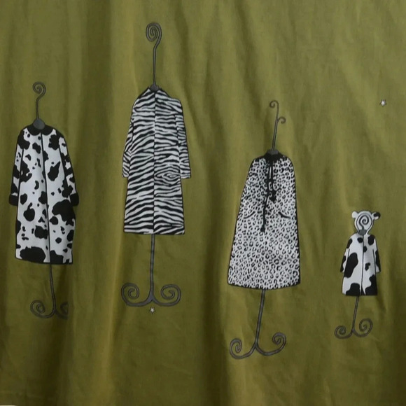 *Flaw* Superline USA Maxi Dress Fashion Mannequins Block Print Asparagus Green L - Picture 10 of 14